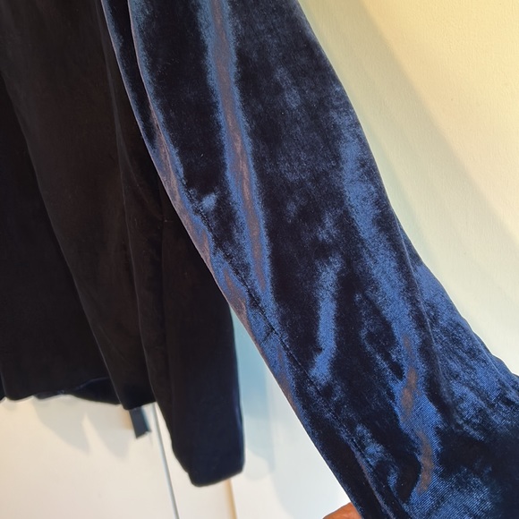 NAVY Panne Velvet lined Jacket Black Satin Tie front TALBOTS RSVP US 12 MINT - Picture 6 of 8